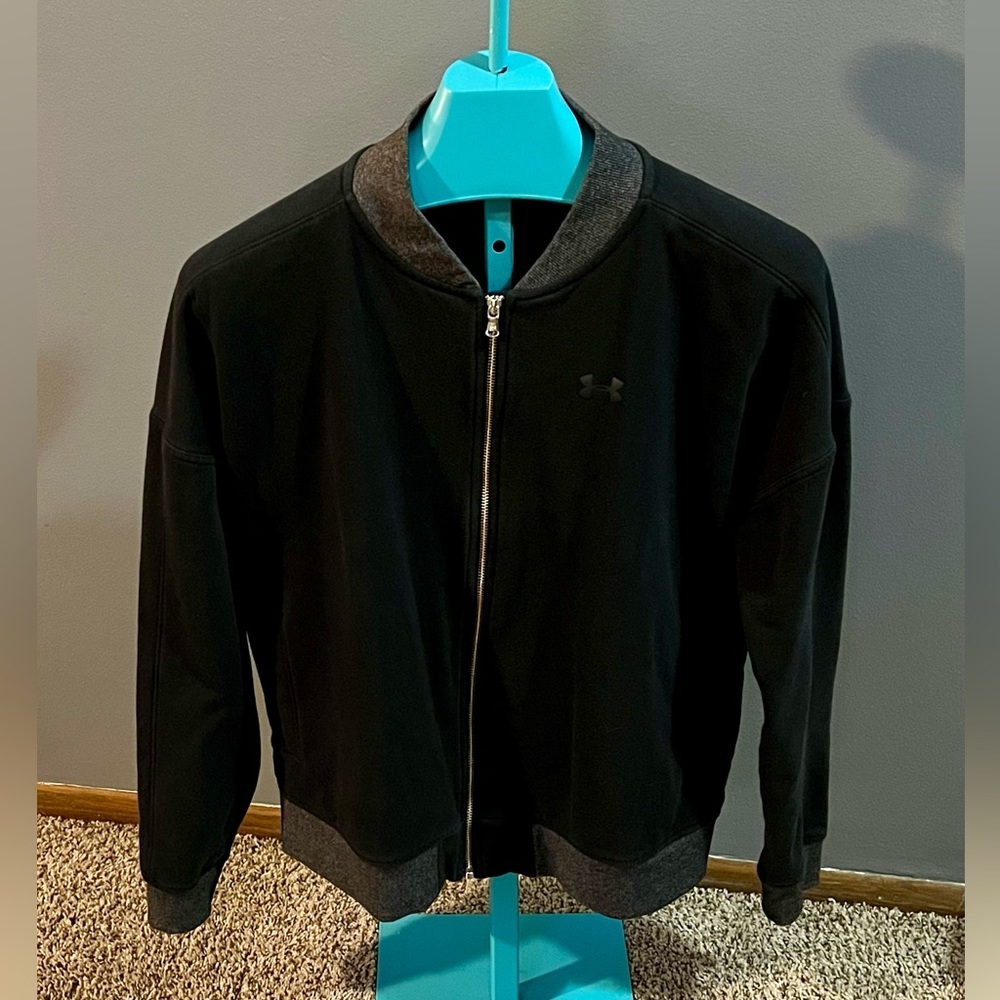 💜 BOGO Under Armour Threadborne Sweater Adult Size Large Black Full Zip Long Sle